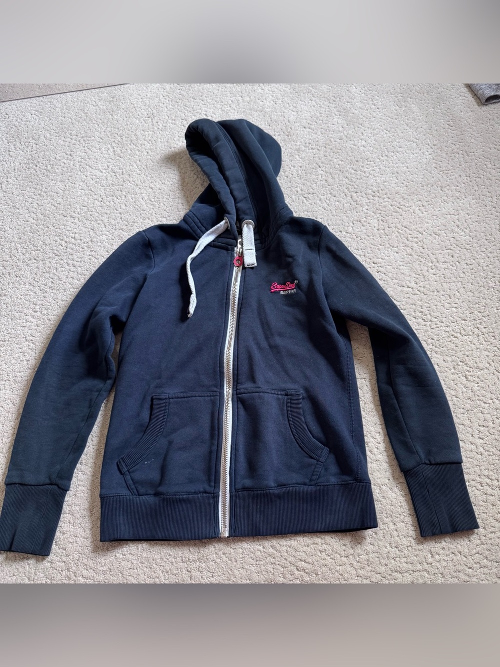 Superdry Women’s Full Zip Black Hoodie Orange Label Co Small 6